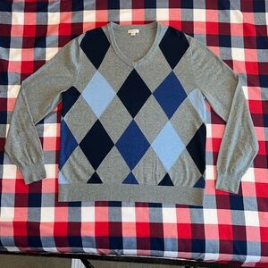 Merona blue and gray argyle sweater men’s size large